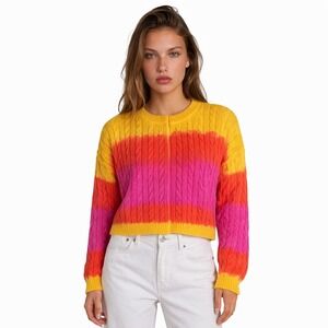 Young Fabulous & Broke Sweater Women's Medium Sunset Ombre Cable Knit Cropped